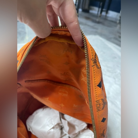 MCM Visetos Side Stud Large Stark Backpack Orange - Picture 10 of 15